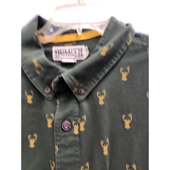 Duluth Trading Co Mens Green Crab Print Shirt XL Cotton Relaxed Fit Button Down - Picture 4 of 10